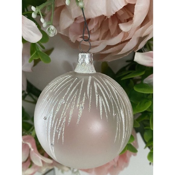 Vintage Blown Frosted Glass Christmas Tree Ball Ornament Marked Columbia on Top - Picture 15 of 16